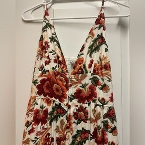 New with tags: Linen blend floral button through maxi dress